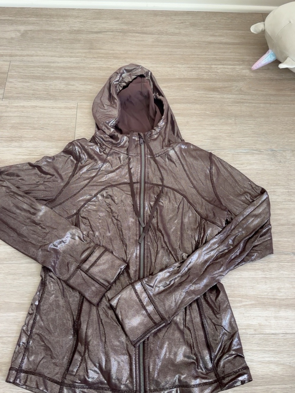 Lululemon Hooded Define Jacket Size 10 Brown Metallic Foil